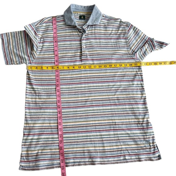 ROBERT TALBOTT Men's Polo Shirt Multi Color Stripes Cotton/Linen Lightweight XL - Picture 9 of 9